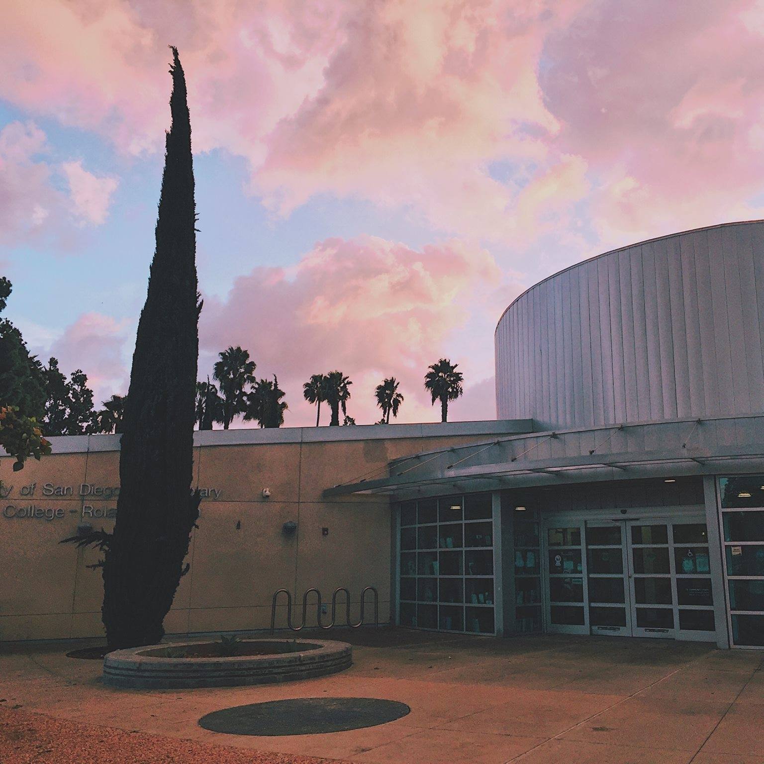 College-Rolando Branch library at sunset